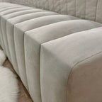 Banc de luxe rembourré en velours argenté et tissu couleur huître