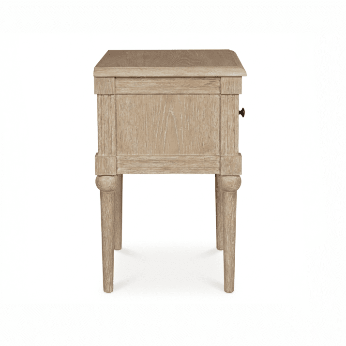 Table de chevet 1 tiroir en bois blanchi