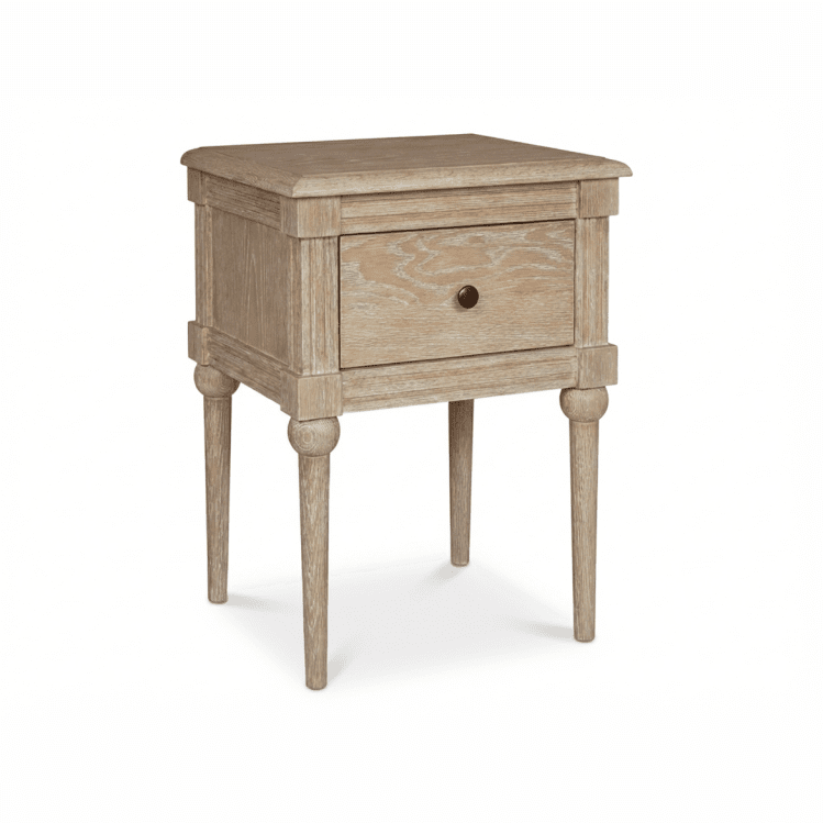 Table de chevet 1 tiroir en bois blanchi