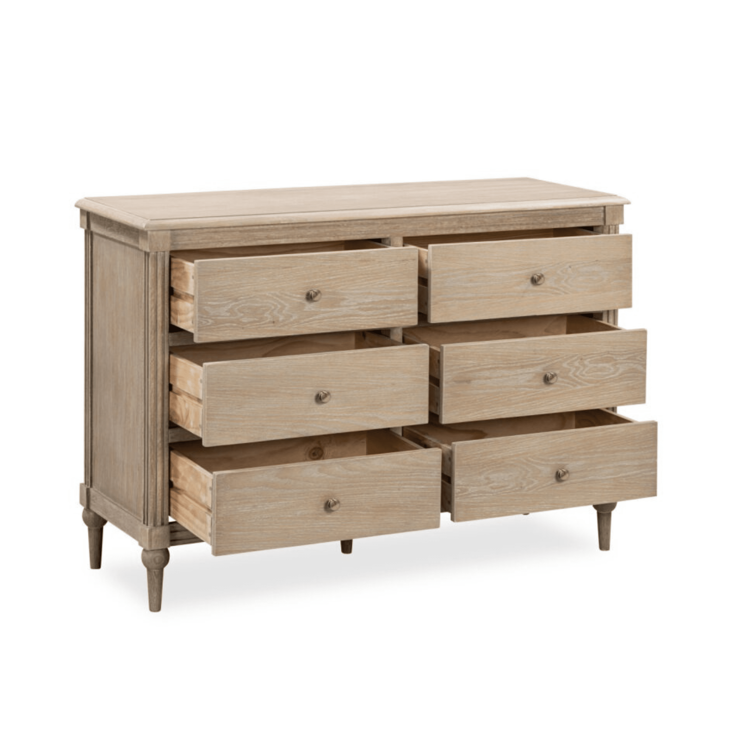 Commode à 6 tiroirs en bois délavé