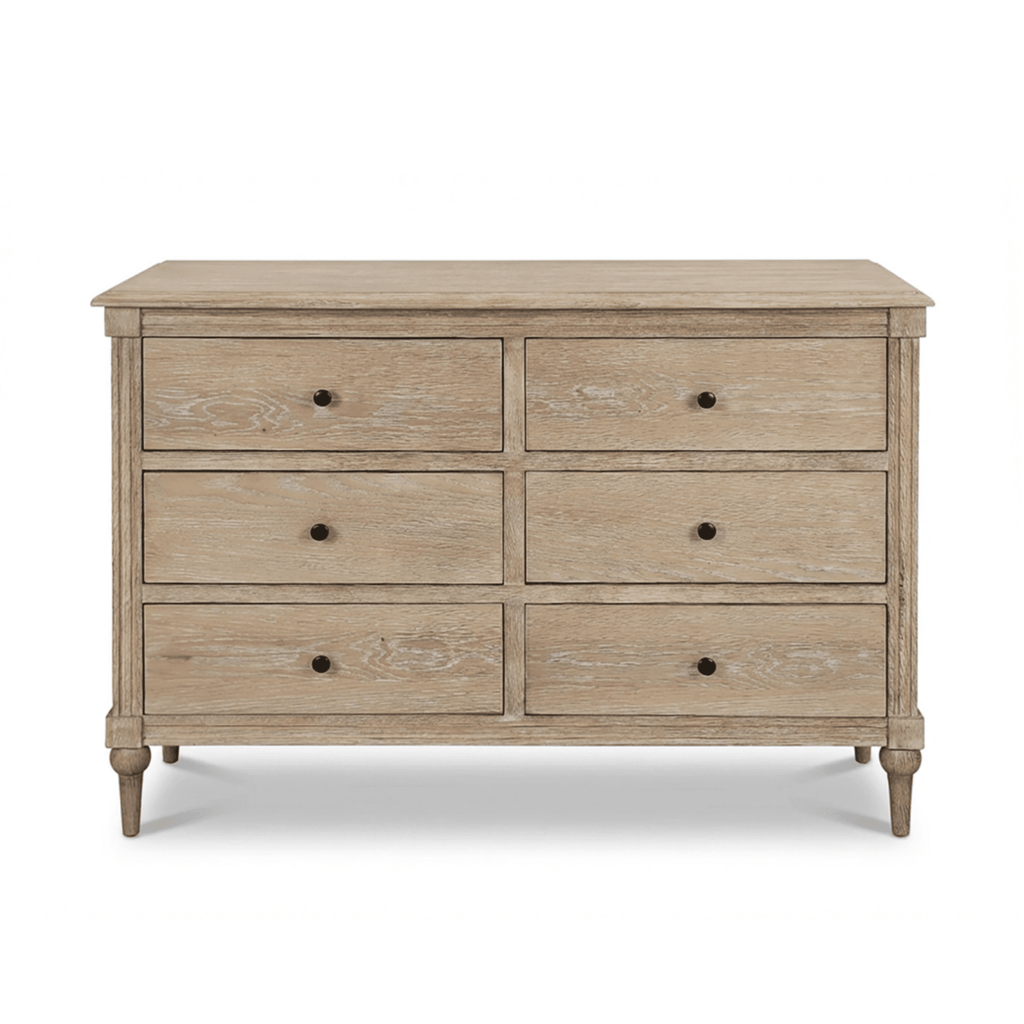 Commode à 6 tiroirs en bois délavé