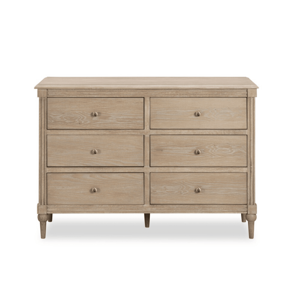 Commode à 6 tiroirs en bois délavé