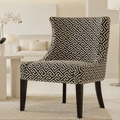 Fauteuil de salon à motifs géométriques noirs et gris avec pieds en bois