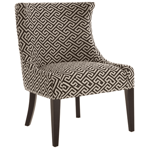 Fauteuil de salon à motifs géométriques noirs et gris avec pieds en bois