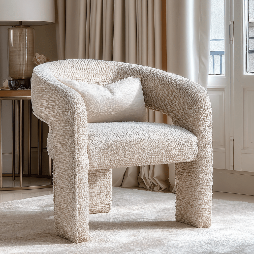 Fauteuil d'appoint incurvé texture crème