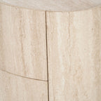 Table de chevet ronde effet travertin