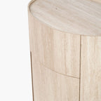 Table de chevet ronde effet travertin