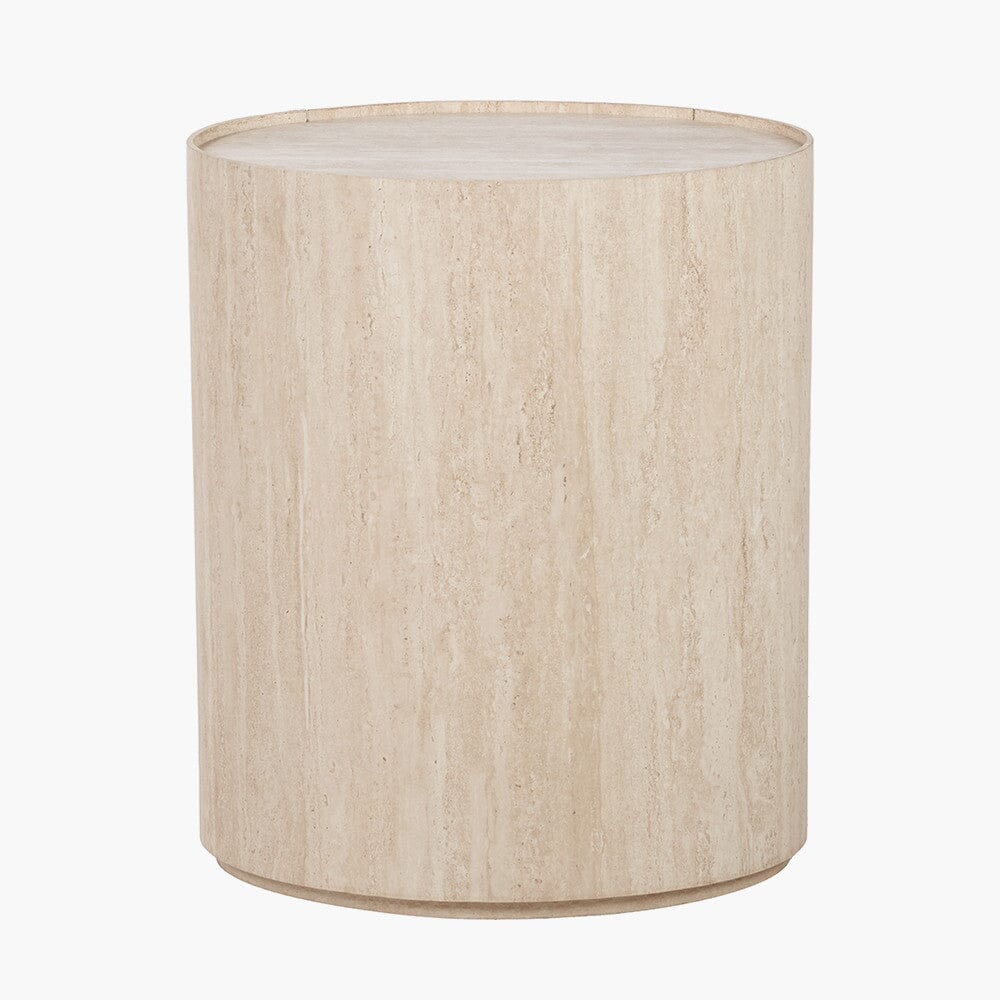 Table de chevet ronde effet travertin