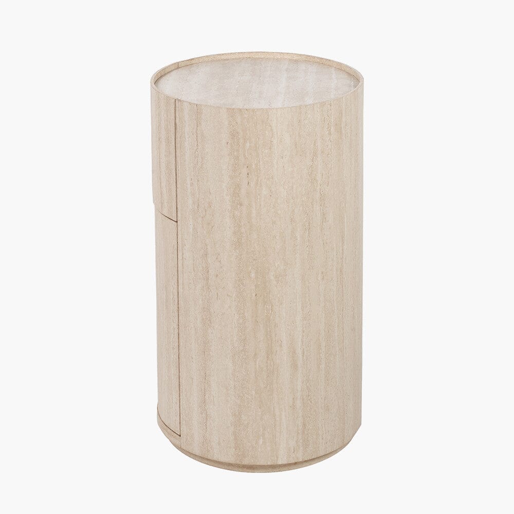 Table de chevet ronde effet travertin