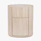 Table de chevet ronde effet travertin
