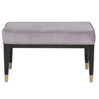 Tabouret de coiffeuse en tissu gris avec pieds noirs à embouts dorés