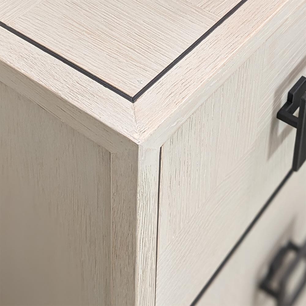Commode à 6 tiroirs en placage chêne blanchi