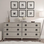 Commode à 6 tiroirs en placage chêne blanchi