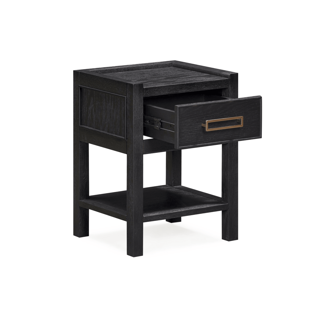 Table de chevet à 1 tiroir en placage de chêne noir