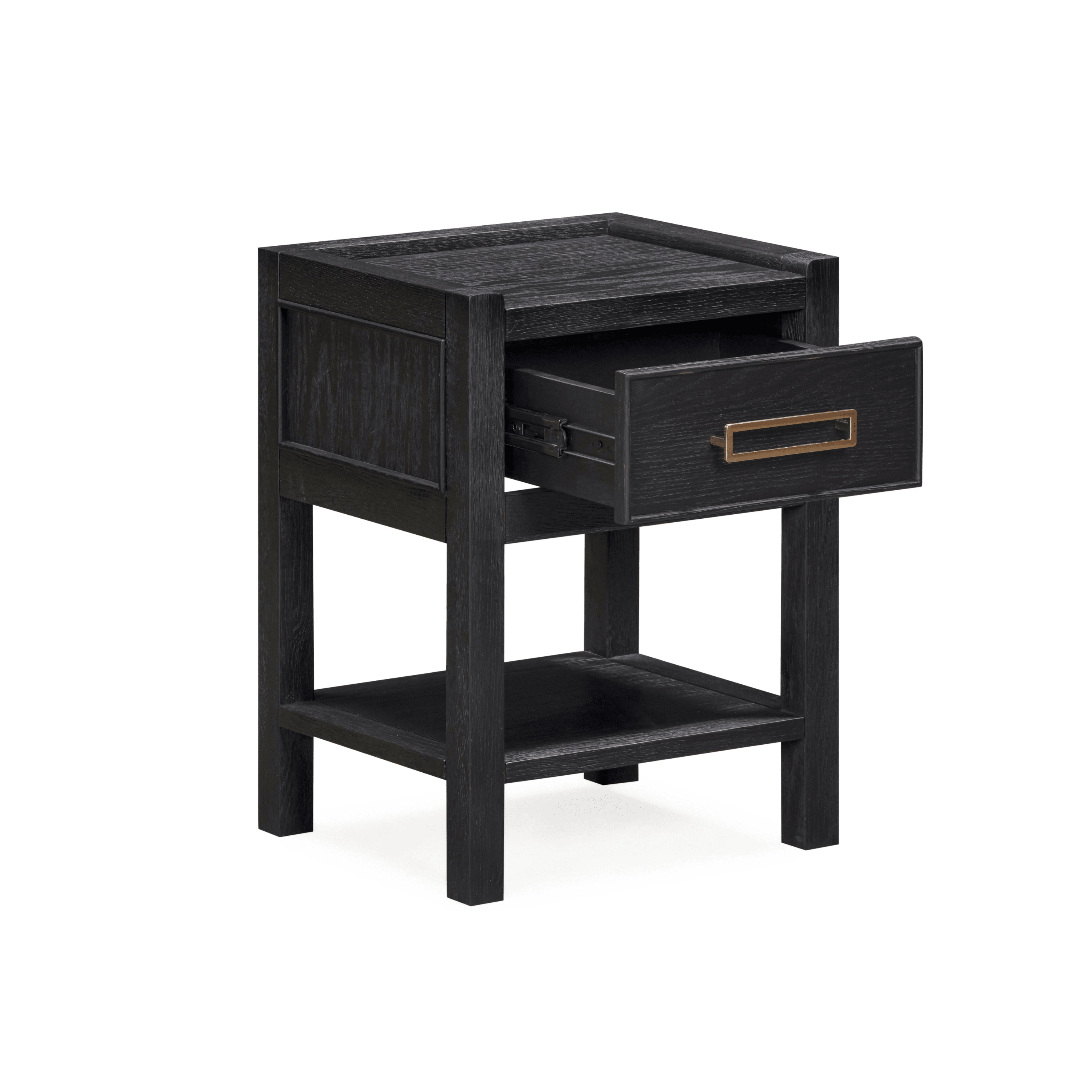 Table de chevet à 1 tiroir en placage de chêne noir