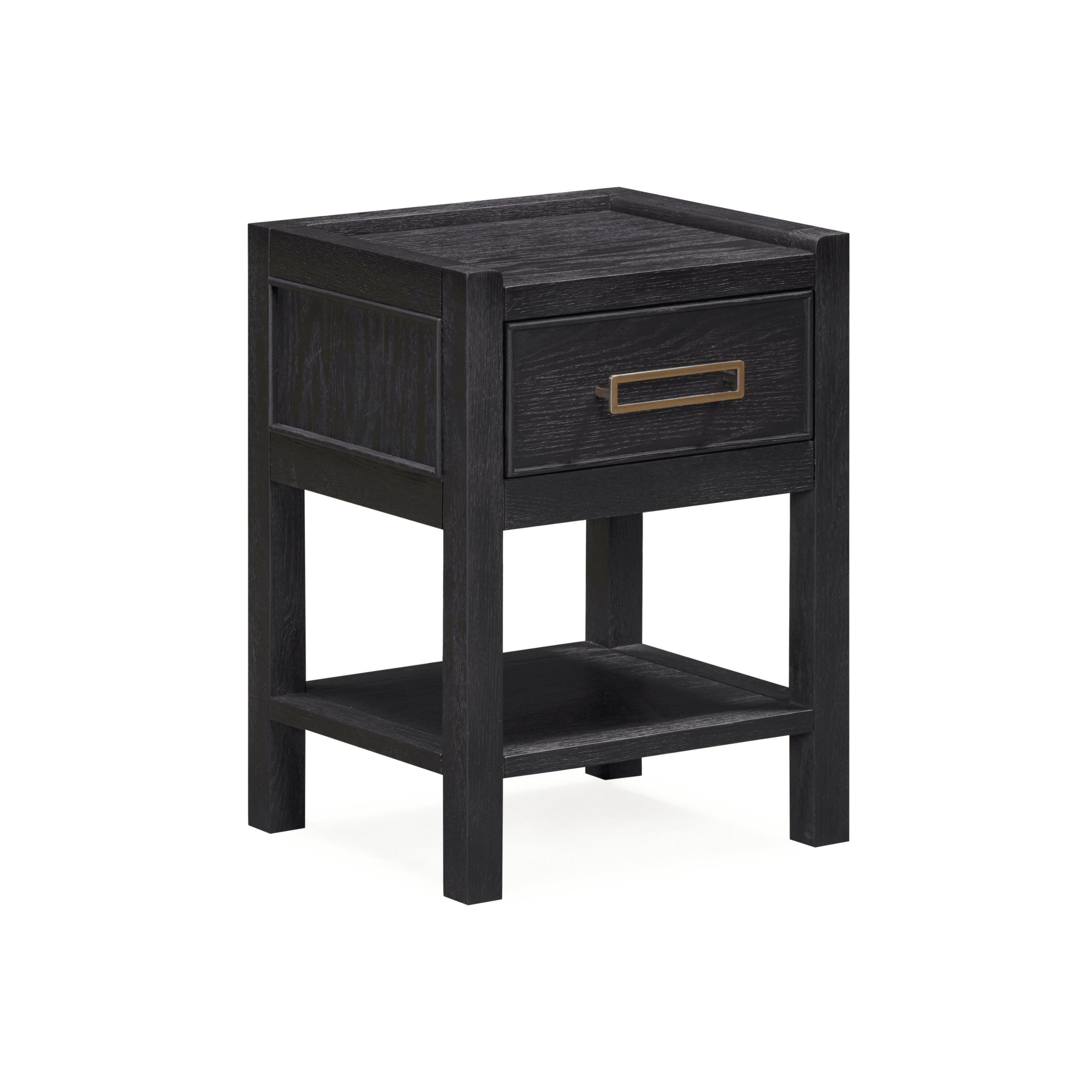 Table de chevet à 1 tiroir en placage de chêne noir
