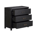 Commode 3 tiroirs en placage de chêne noir