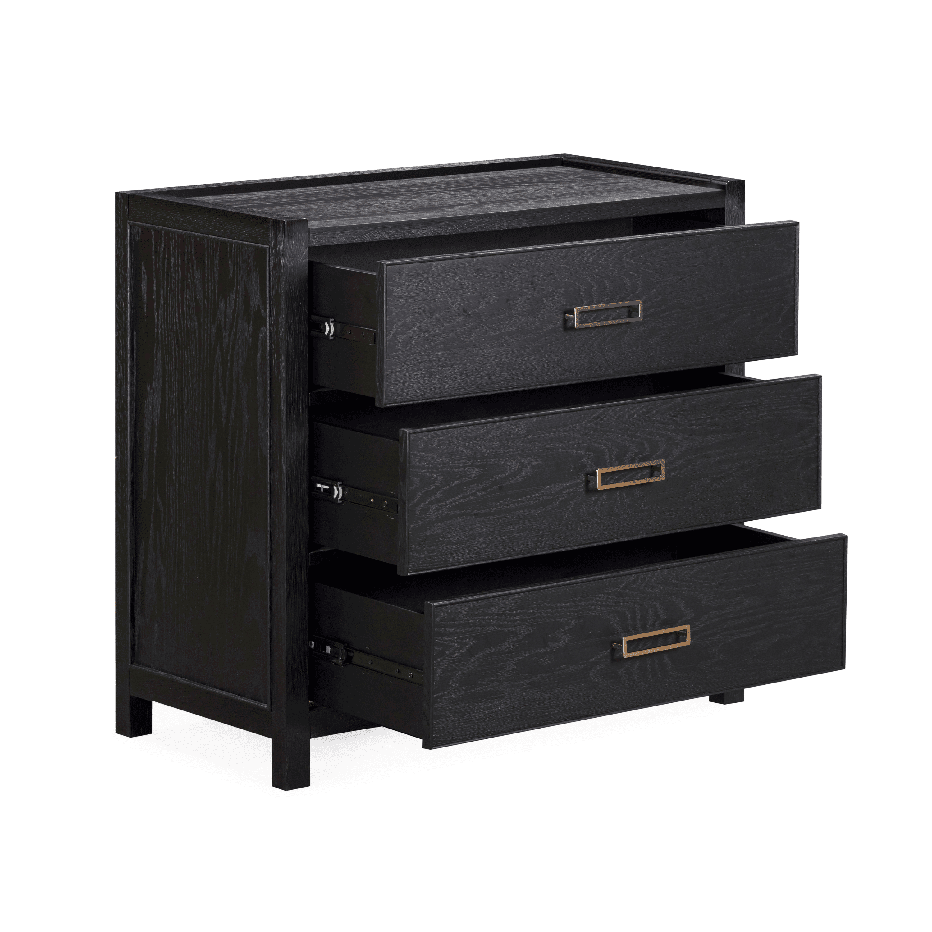 Commode 3 tiroirs en placage de chêne noir
