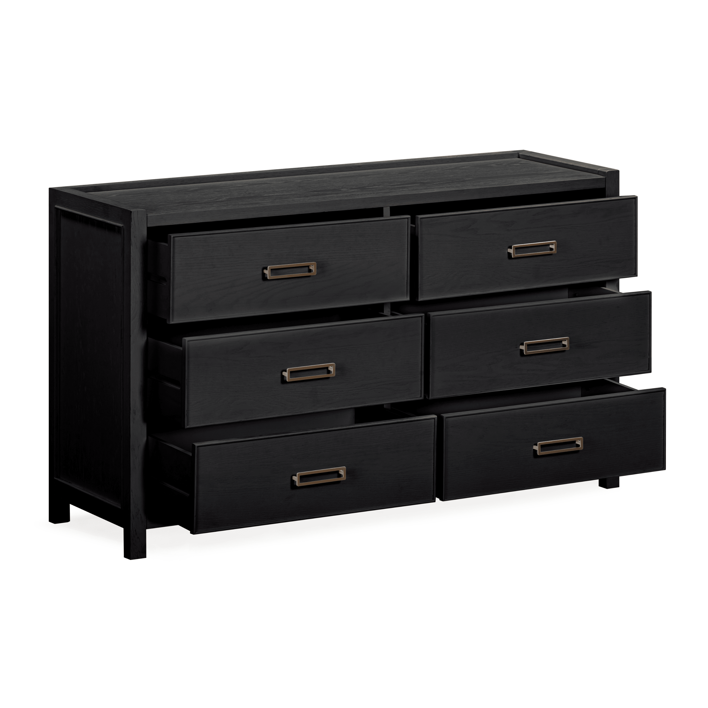 Commode 6 tiroirs en placage de chêne noir