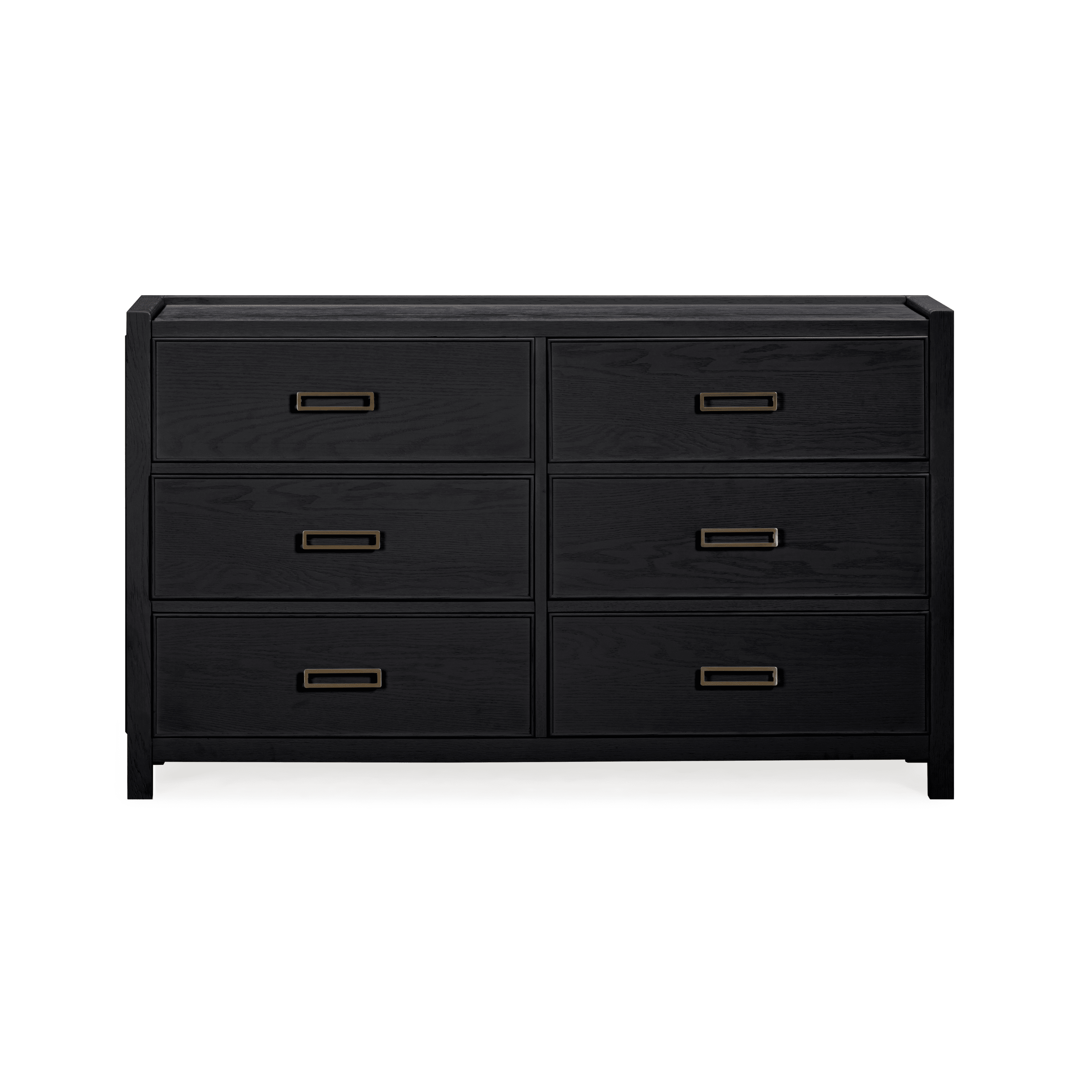 Commode 6 tiroirs en placage de chêne noir