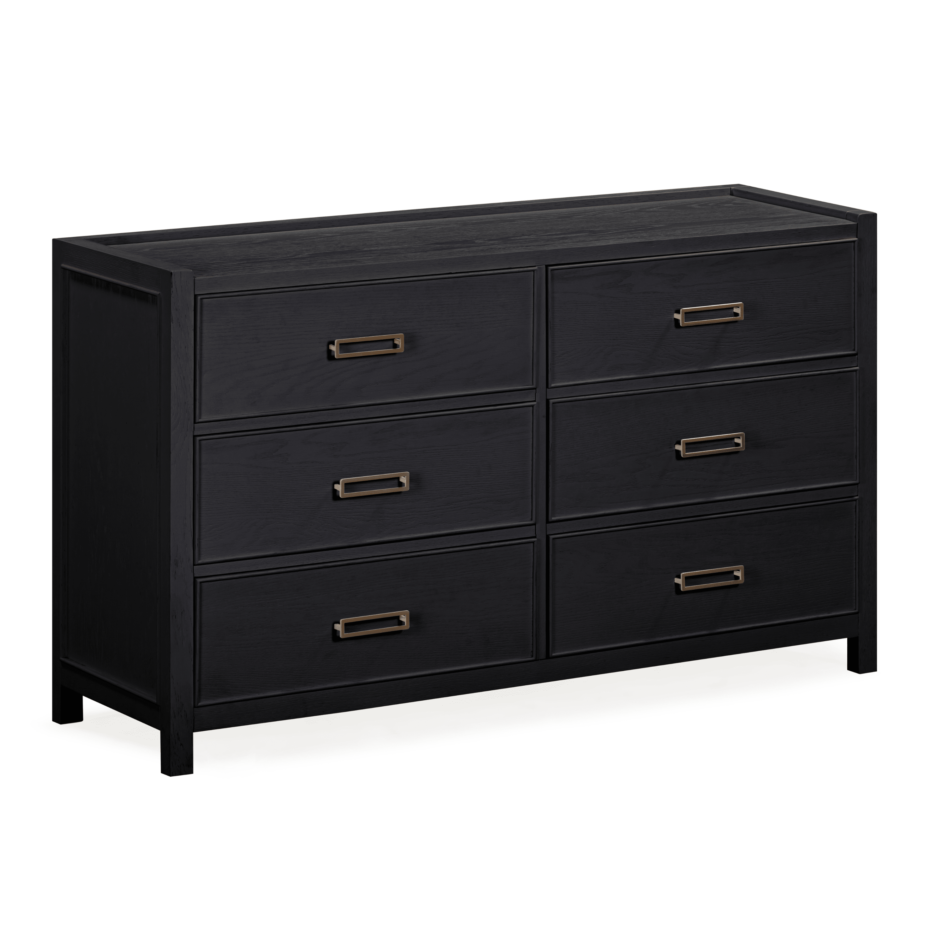 Commode 6 tiroirs en placage de chêne noir