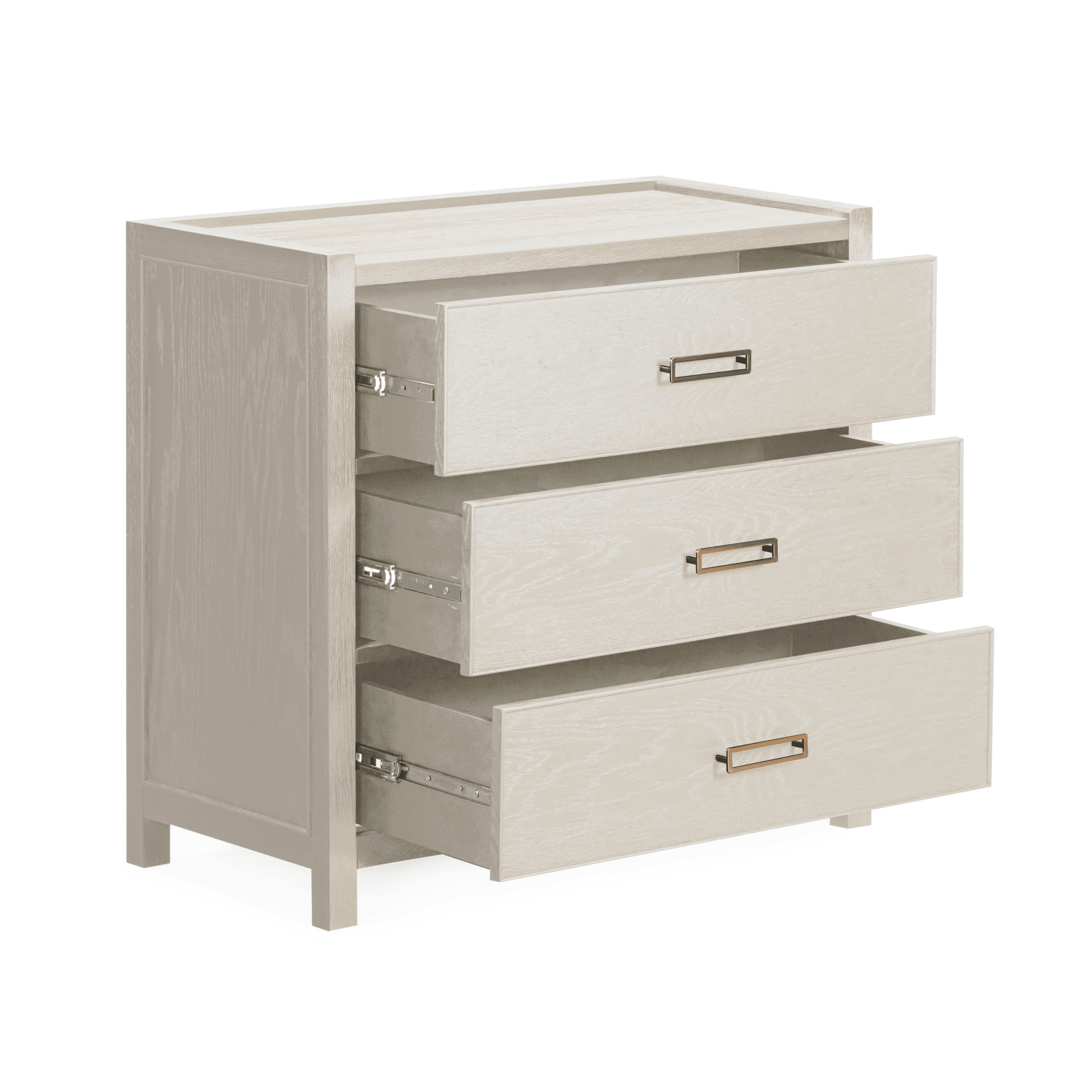 Commode 3 tiroirs placage chêne crème