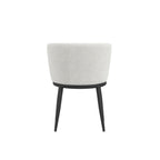 Chaise de salle à manger incurvée Off-White Boucle avec pieds noirs