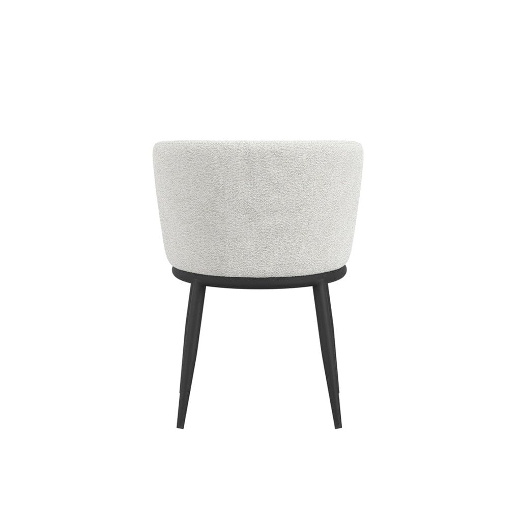 Chaise de salle à manger incurvée Off-White Boucle avec pieds noirs