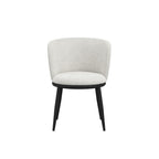 Chaise de salle à manger incurvée Off-White Boucle avec pieds noirs