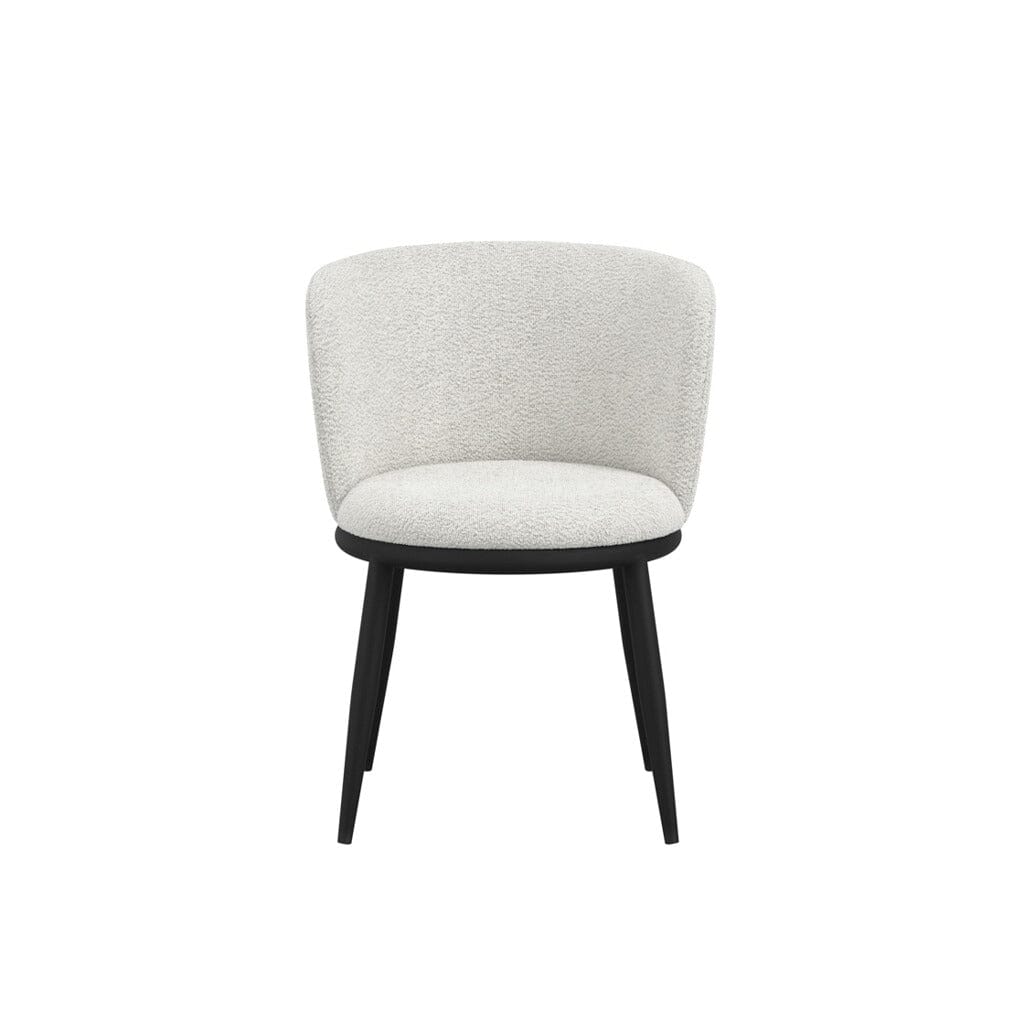 Chaise de salle à manger incurvée Off-White Boucle avec pieds noirs