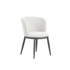 Chaise de salle à manger incurvée Off-White Boucle avec pieds noirs