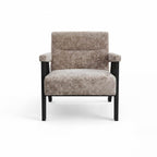 Fauteuil d'appoint texturé taupe avec pieds noirs, style milieu de siècle