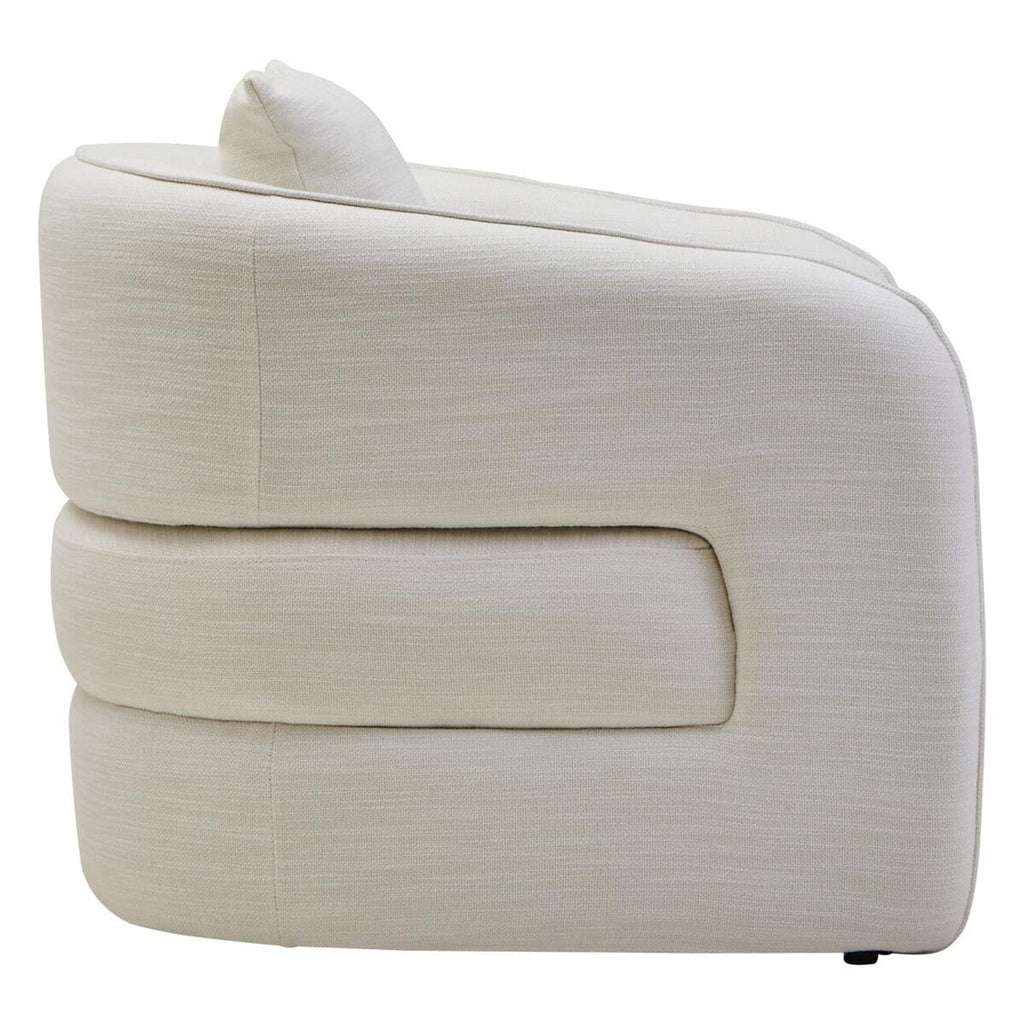 Fauteuil d'appoint incurvé effet lin crème