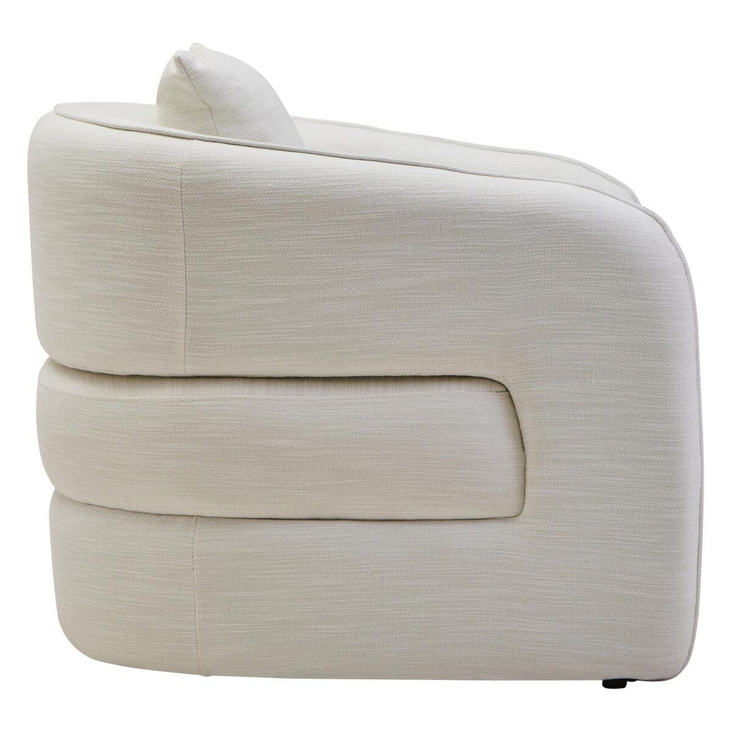 Fauteuil d'appoint incurvé effet lin crème