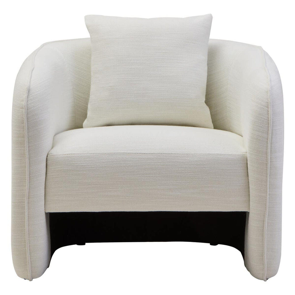 Fauteuil d'appoint incurvé effet lin crème