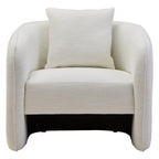 Fauteuil d'appoint incurvé effet lin crème