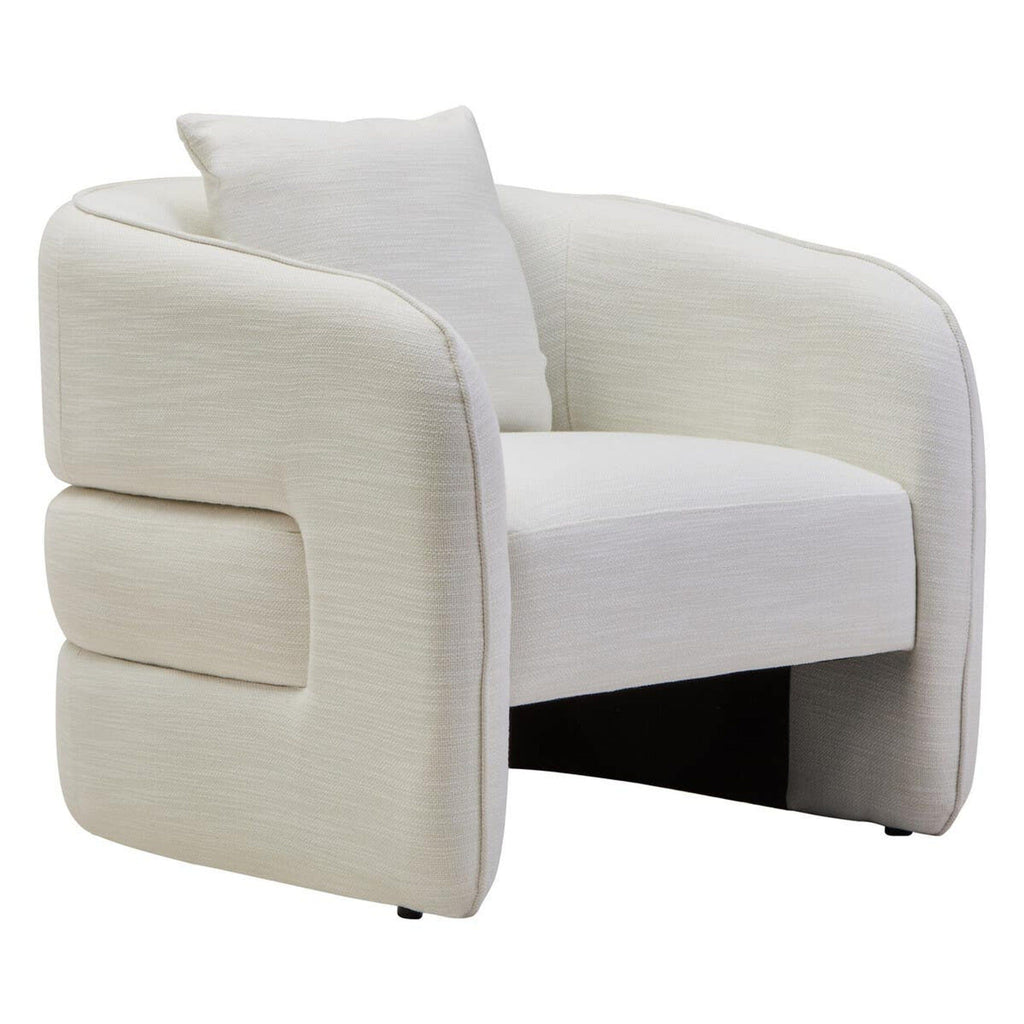 Fauteuil d'appoint incurvé effet lin crème