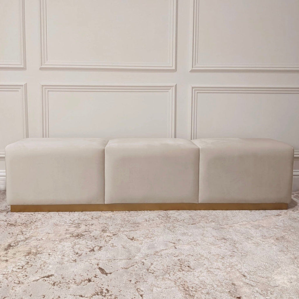 Banc capitonné Praline et Or à canaux
