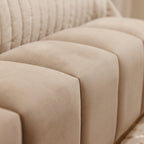 Banc rembourré en velours Vison avec base dorée