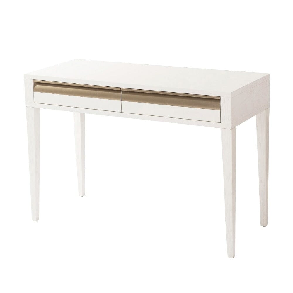 Coiffeuse / Bureau 2 tiroirs Blanc et Bronze