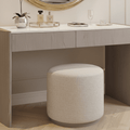 Tabouret de coiffeuse rond rembourré crème avec base en chêne cérusé