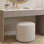 Tabouret de coiffeuse rond rembourré crème avec base en chêne cérusé