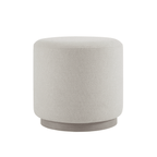 Tabouret de coiffeuse rond rembourré crème avec base en chêne cérusé