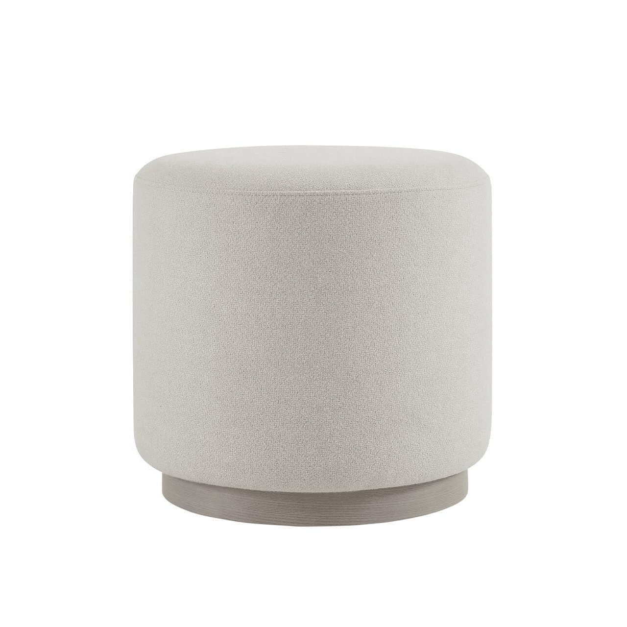 Tabouret de coiffeuse rond rembourré crème avec base en chêne cérusé